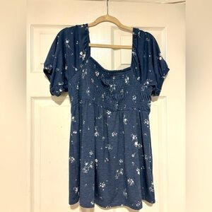 a:glow Navy Floral Blouse